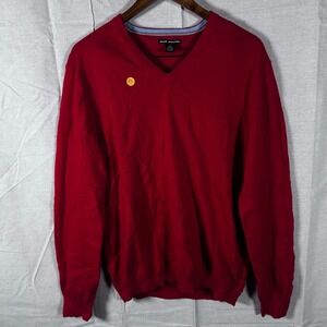 Club Monaco‎ Mens Red Cashmere Cotton V-Neck Sweater Size Large L/G RN 77406